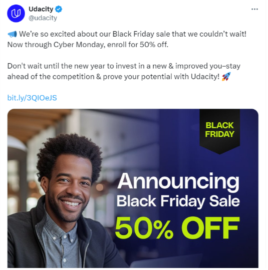 Udacity Black Friday and Cyber Monday Discount
